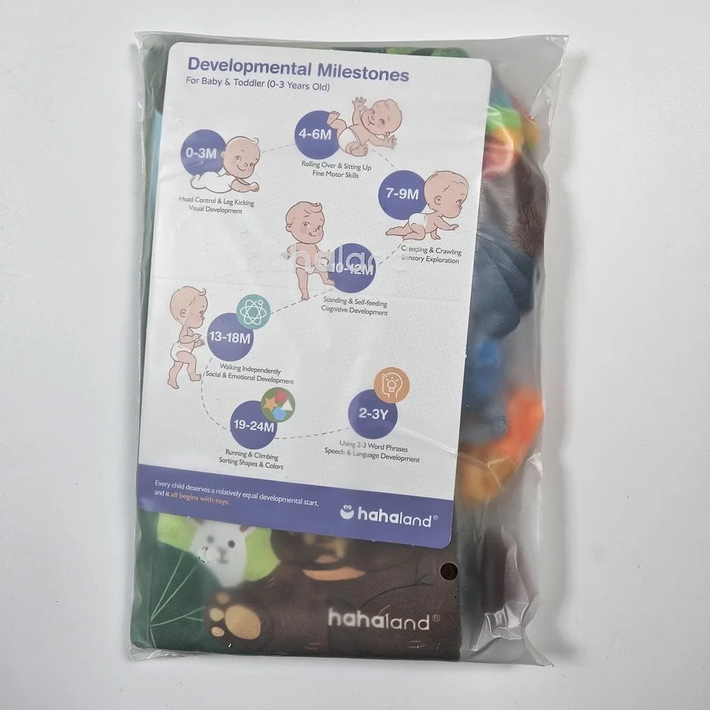 Baby Cloth Book Safari Theme‎ Jungly Tails Crinkle Sensory Squeek Toy Hahaland